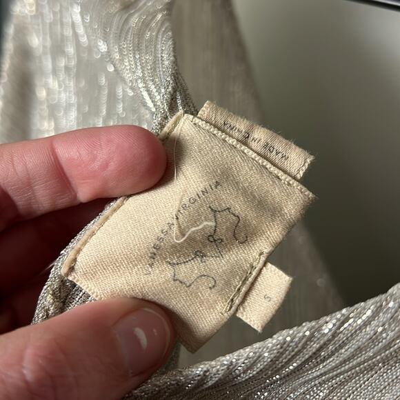 ANTHROPOLOGIE VANESSA VIRGINIA METALLIC FLUTTER SLEEVE TOP Small - Picture 4 of 7